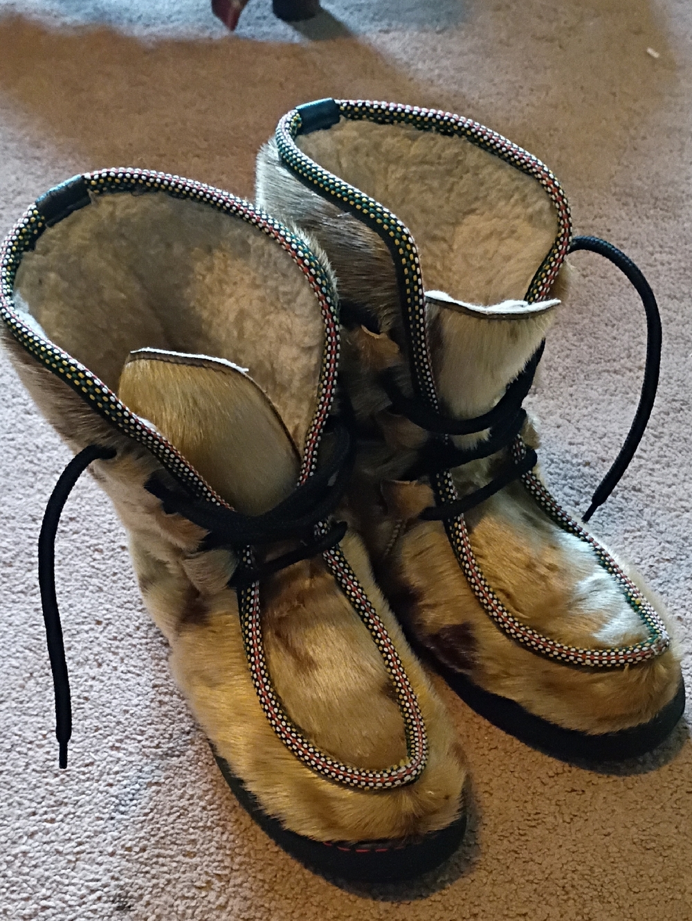 Topaz Of Norway Sami Lined Moccasin-Style Nordic Winter Fur Boots in Brown 41